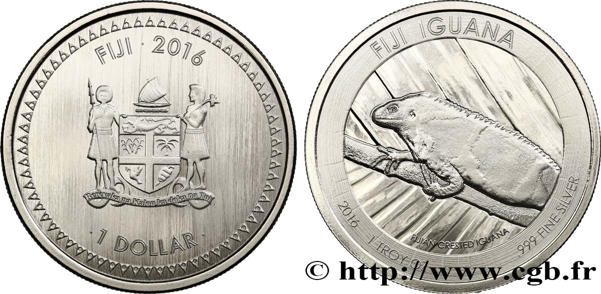 FIJI 1 Dollar Proof Iguane 2016  MS 