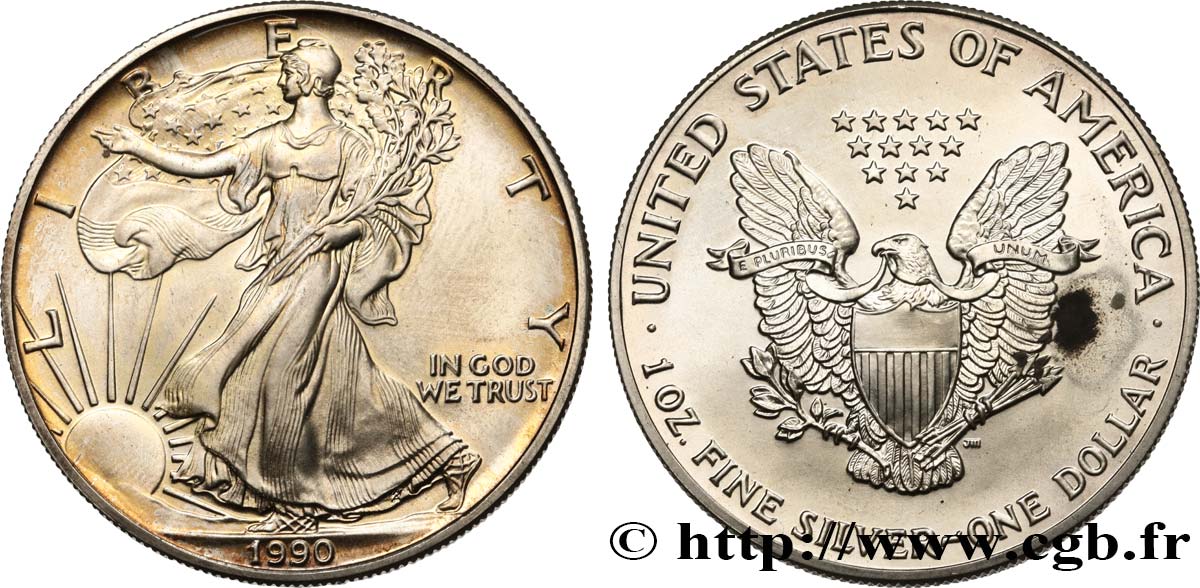 ÉTATS-UNIS D AMÉRIQUE 1 Dollar type Silver Eagle 1990 Philadelphie SPL 