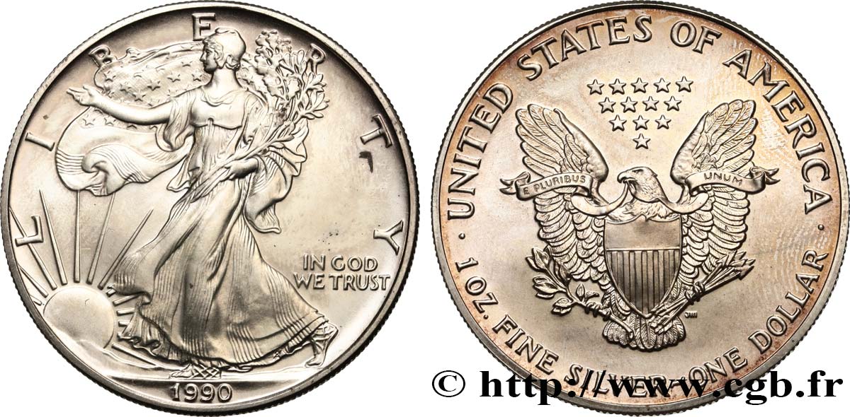 ÉTATS-UNIS D AMÉRIQUE 1 Dollar type Silver Eagle 1990 Philadelphie SPL 