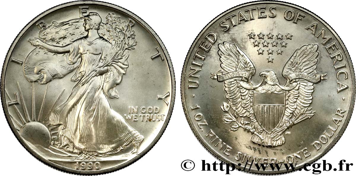ÉTATS-UNIS D AMÉRIQUE 1 Dollar type Silver Eagle 1990 Philadelphie SPL 