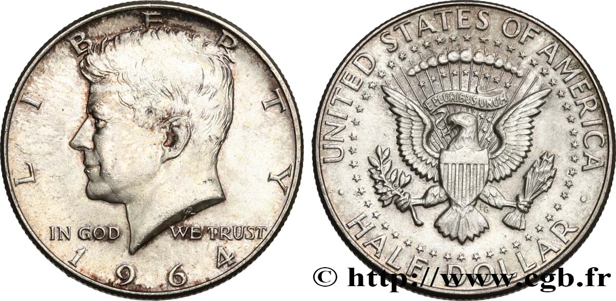 VEREINIGTE STAATEN VON AMERIKA 1/2 Dollar Kennedy 1964 Philadelphie VZ+ 