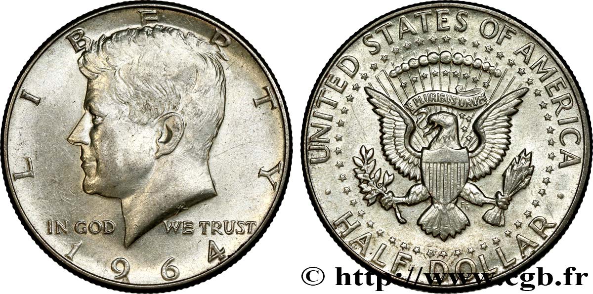 ÉTATS-UNIS D AMÉRIQUE 1/2 Dollar Kennedy 1964 Philadelphie SUP+ 