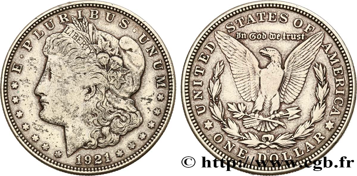 UNITED STATES OF AMERICA 1 Dollar Morgan 1921 Denver VF/XF 