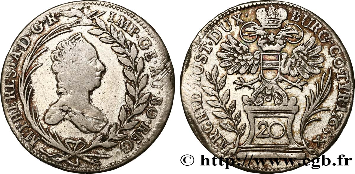 AUTRICHE 20 Kreuzer Marie-Thérèse 1765 Vienne TB+ 