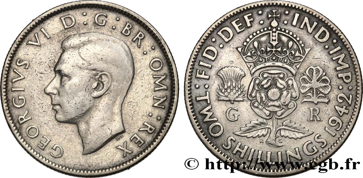 REINO UNIDO 1 Florin (2 Shillings) Georges VI 1942  MBC 