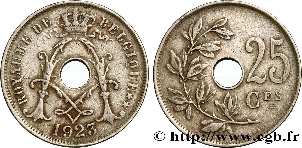 BELGIQUE 25 Centimes 1923  TTB 