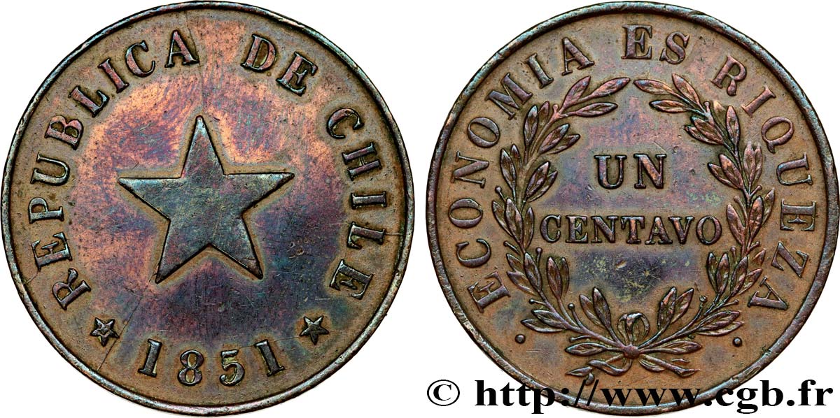 CHILE
 1 Centavo 1851  MBC 