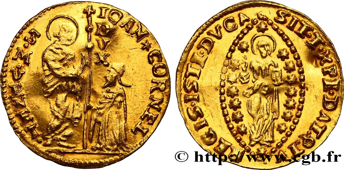 ITALY- VENICE - GIOVANNI II CORNER (111e doge) Zecchino (Sequin) n.d. Venise AU 