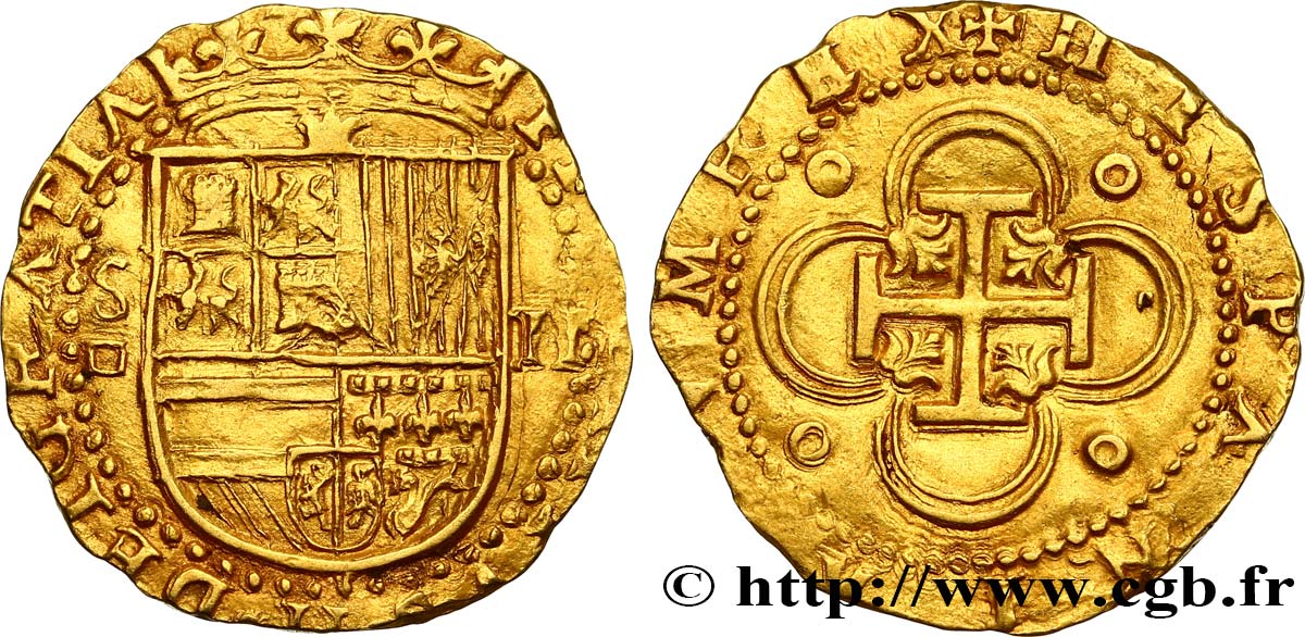 SPANIEN - KÖNIGREICH SPANIEN - PHILIPPE II. 2 Escudos n.d. Séville VZ 