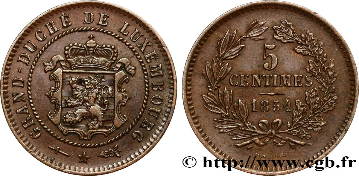 LUXEMBOURG 5 Centimes 1854 Utrecht AU 