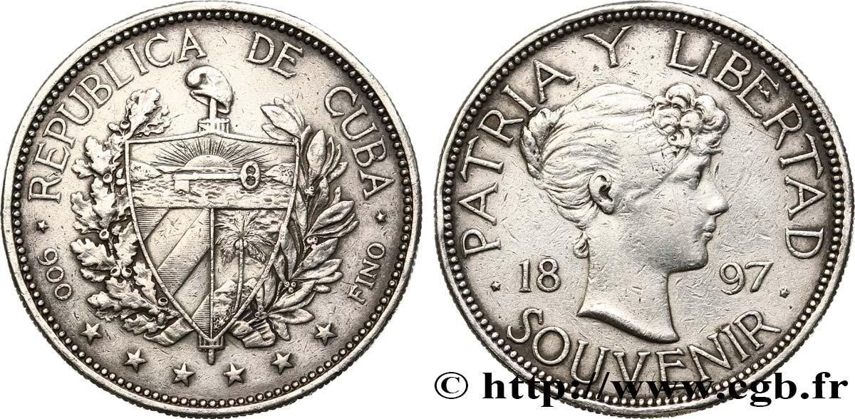 CUBA “Souvenir” Peso 1897  MBC 