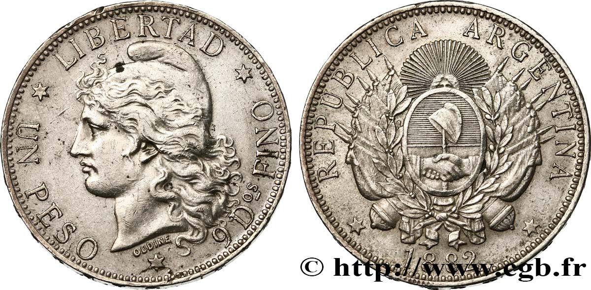 ARGENTINE 1 Peso  1882  TTB+ 