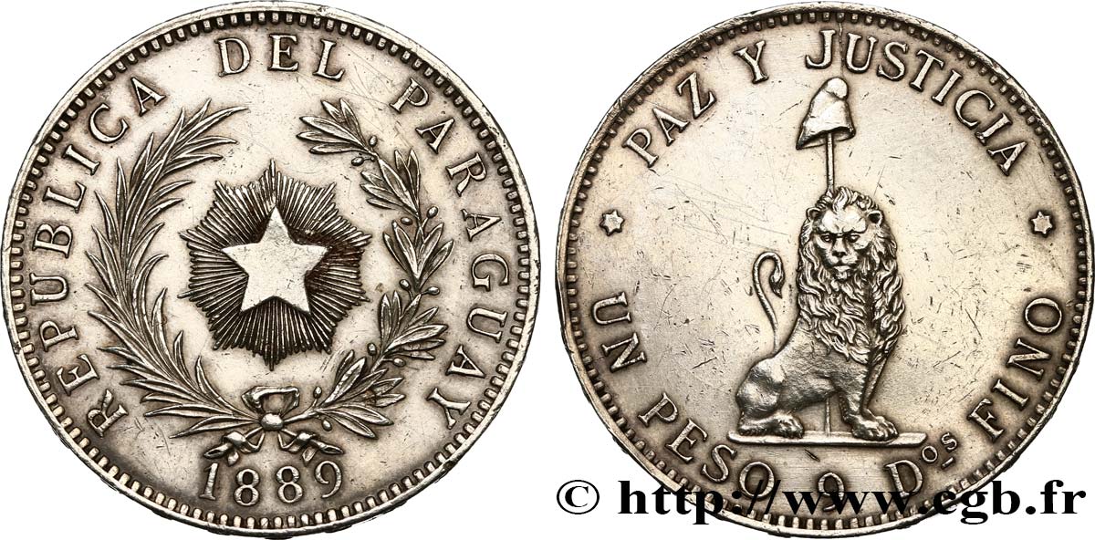 PARAGUAY Peso 1889  AU 