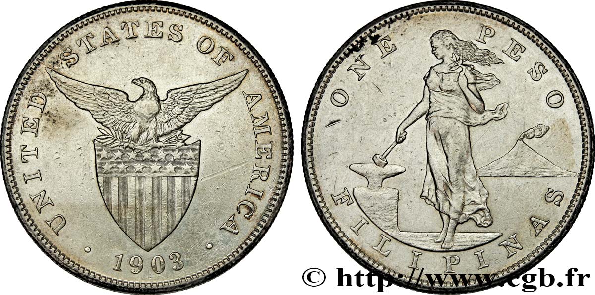 PHILIPPINEN 1 Peso - Administration Américaine 1903  VZ 
