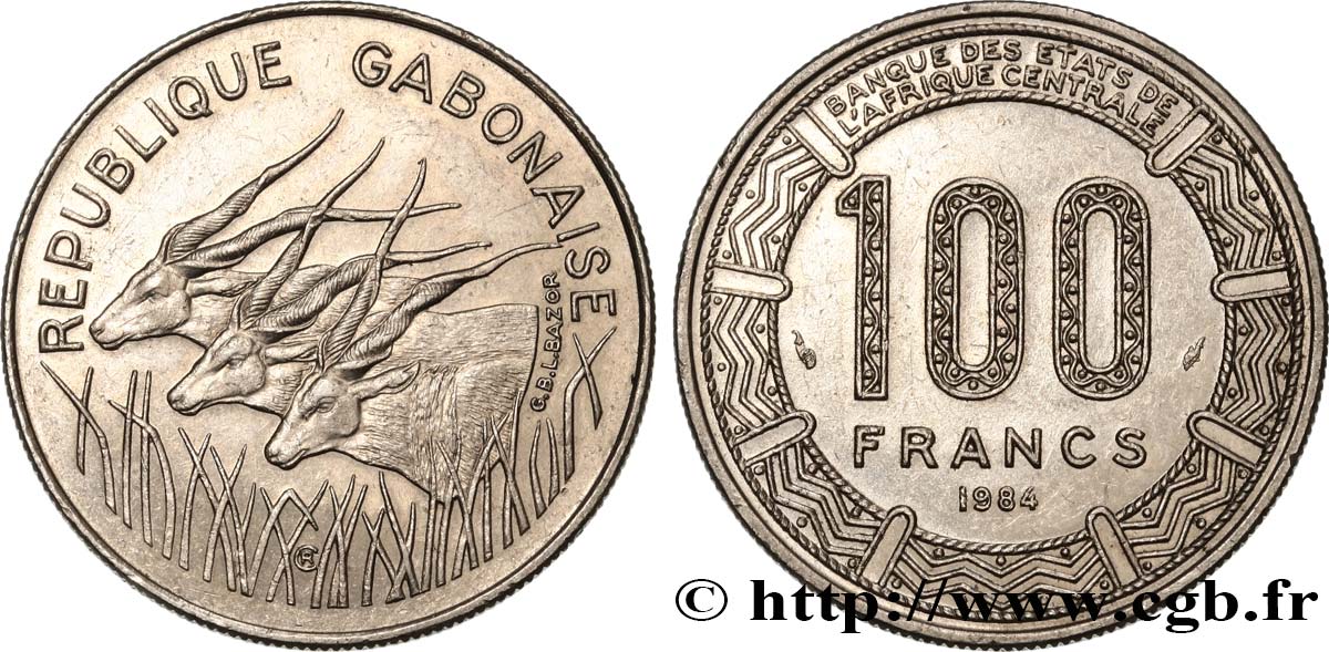 GABóN 100 Francs BEAC 1984 Paris EBC 