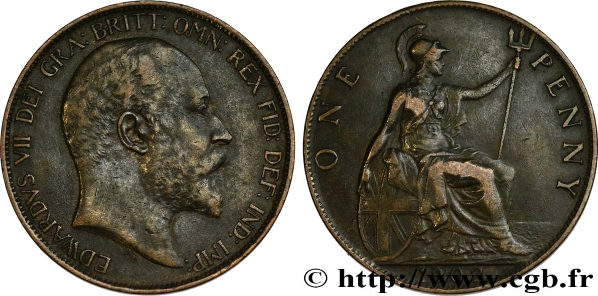 ROYAUME-UNI 1 Penny Edouard VII 1902  TTB 