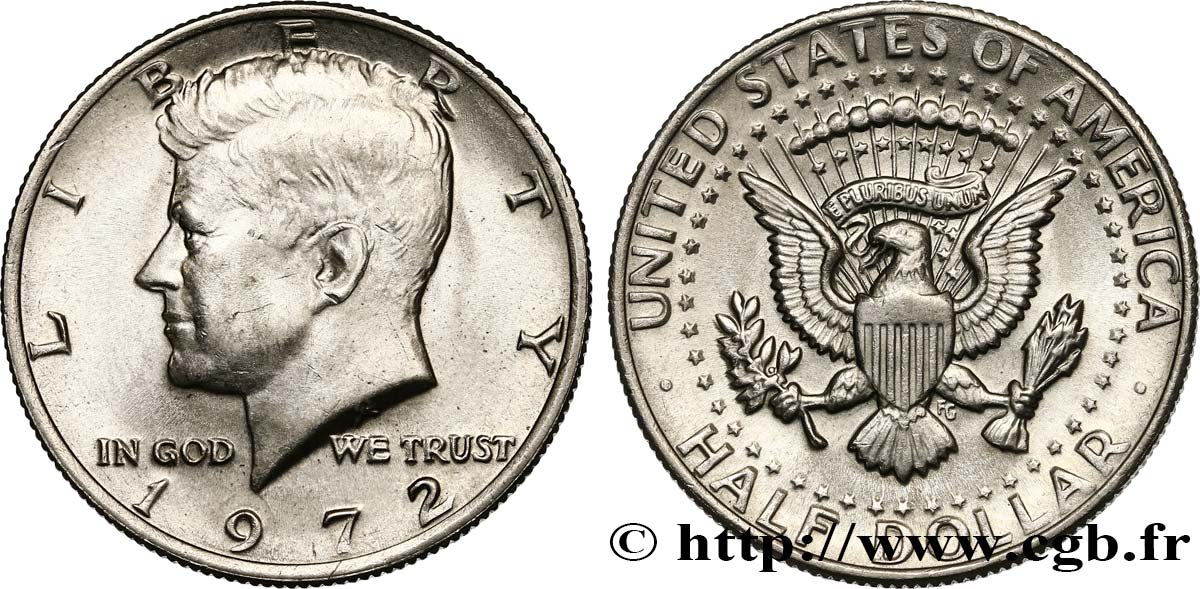 UNITED STATES OF AMERICA 1/2 Dollar Kennedy 1972 Philadelphie AU 
