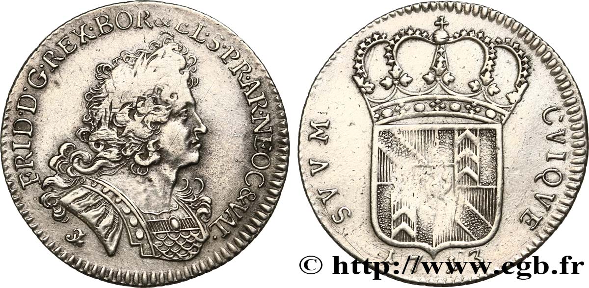 SWITZERLAND - CANTON OF NEUCHATEL 1/4 Thaler Frédéric Ier de Prusse 1713  VF 