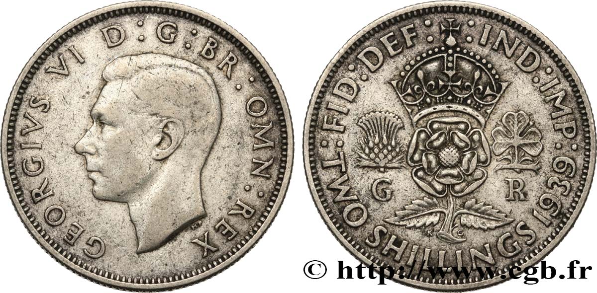 VEREINIGTEN KÖNIGREICH 1 Florin (2 Shillings) Georges VI 1939  fSS 