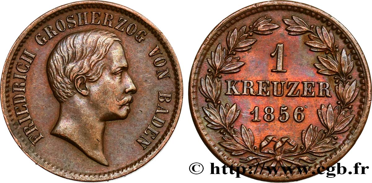 GERMANIA - BADEN 1 Kreuzer Frédéric 1856  q.SPL/SPL 
