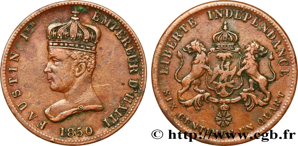 HAITI 6 Centimes 1/4 Empereur Faustin Ier 1850  VF 