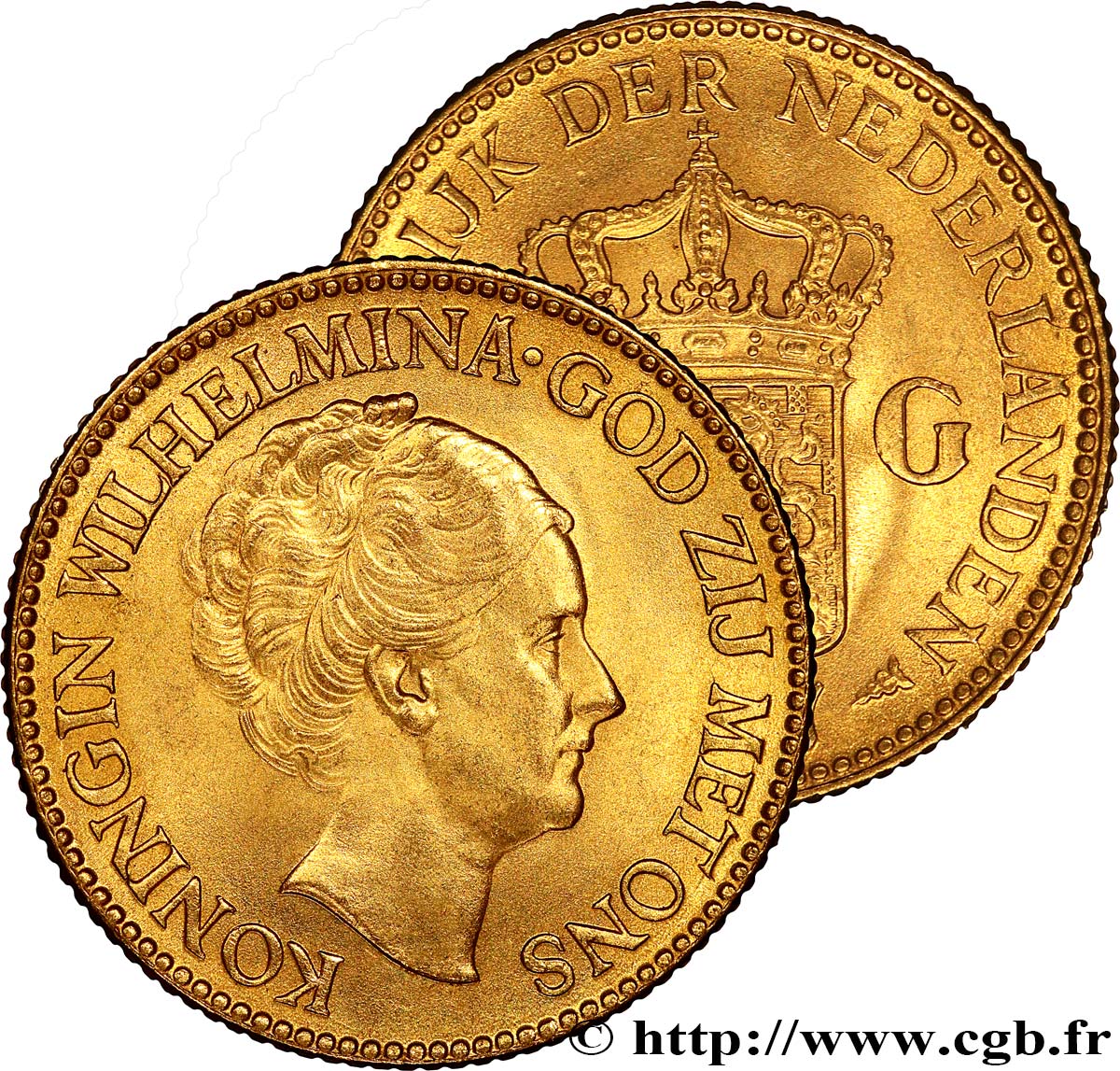 INVESTMENT GOLD 10 Guldens or ou 10 Florins Wilhelmine 1875-1933 Utrecht VZ 