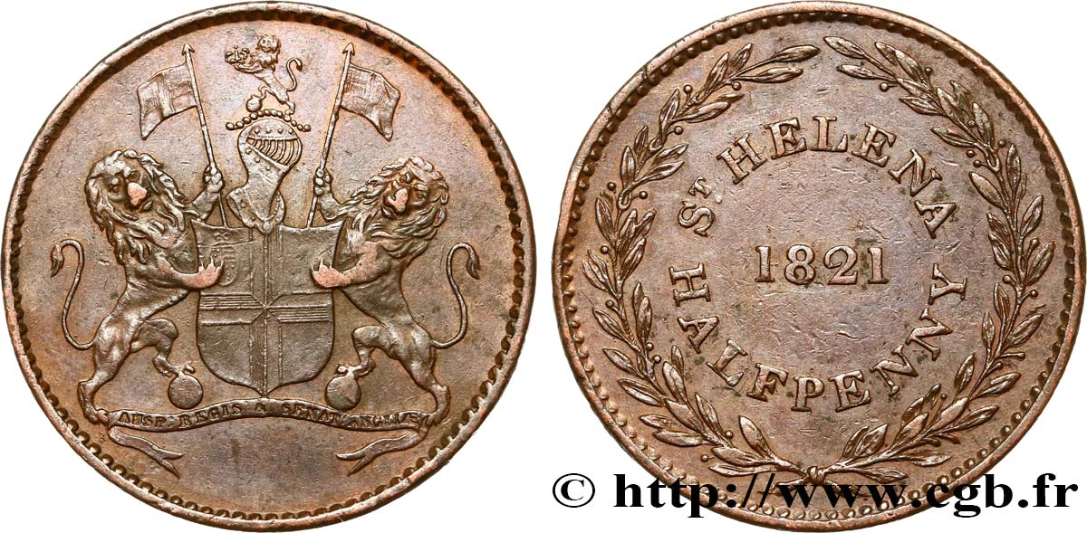 ST. HELENA 1/2 Penny 1821  fVZ 