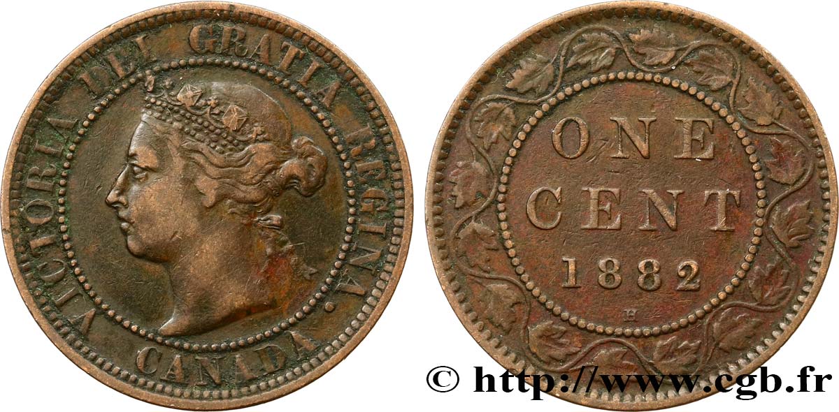 CANADA 1 Cent Victoria 1882 Heaton TB+ 