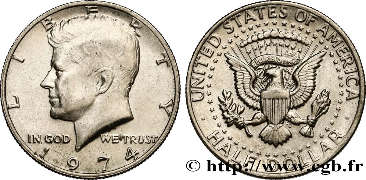 ÉTATS-UNIS D AMÉRIQUE 1/2 Dollar Kennedy 1974 Philadelphie SUP 