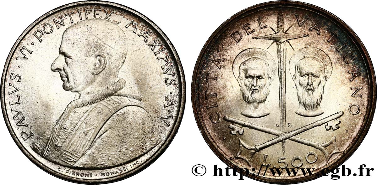 VATICAN AND PAPAL STATES 500 Lire Paul VI an V 1967 Rome MS 