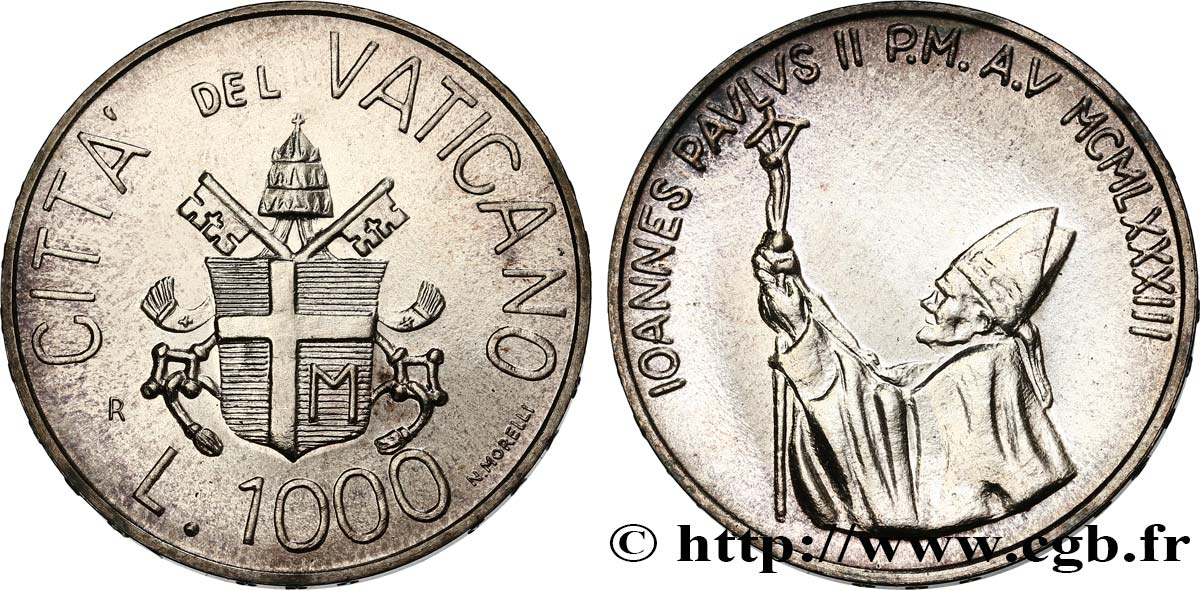 VATICAN AND PAPAL STATES 1000 Lire Jean-Paul II an V 1983 Rome MS 