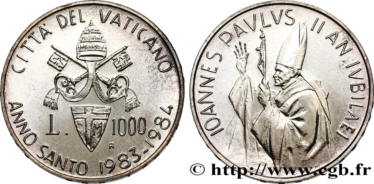 VATICAN ET ÉTATS PONTIFICAUX 1000 Lire Jean-Paul II 1983-1984 Rome SPL 