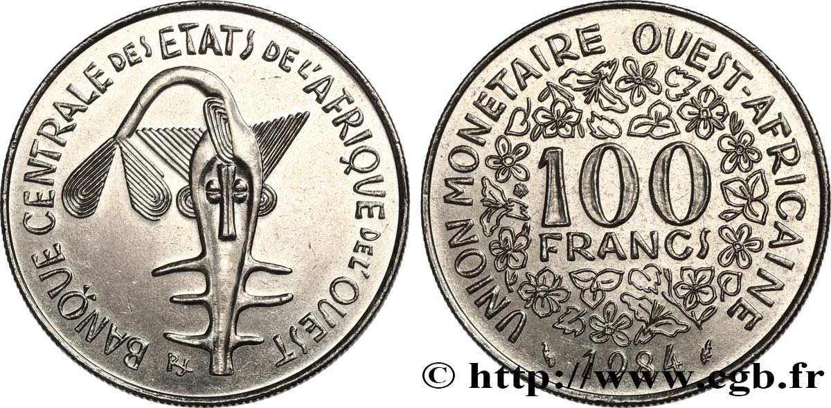 ESTADOS DE ÁFRICA DEL OESTE 100 Francs BCEAO 1984 Paris SC 