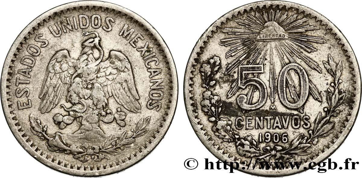 MÉXICO 50 Centavos 1906 Mexico BC+ 