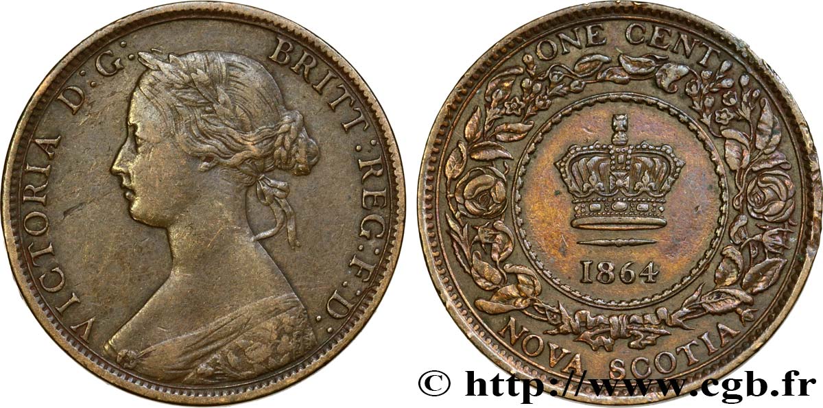 CANADA - NOUVELLE ÉCOSSE 1 Cent Victoria 1864  TTB/TTB+ 