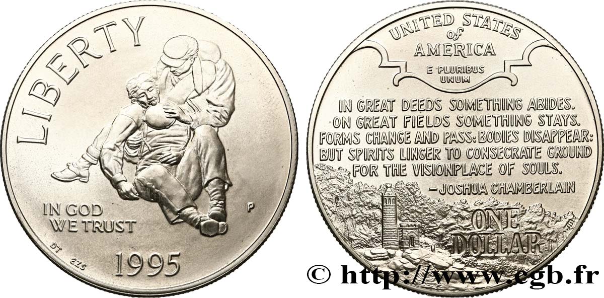 STATI UNITI D AMERICA 1 Dollar 100e anniversaire de la préservation des champs de bataille 1995 Philadelphie - P FDC 