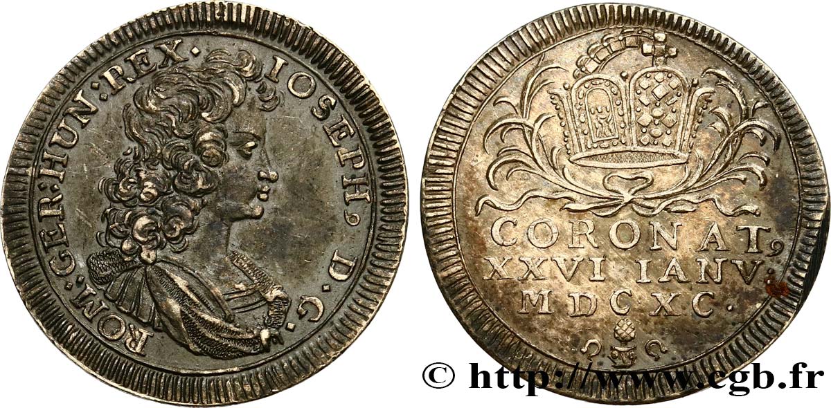 ALEMANIA - AUGSBURGO Ducat d’argent pour le couronnement de Joseph Ier 1690 Augsbourg EBC 