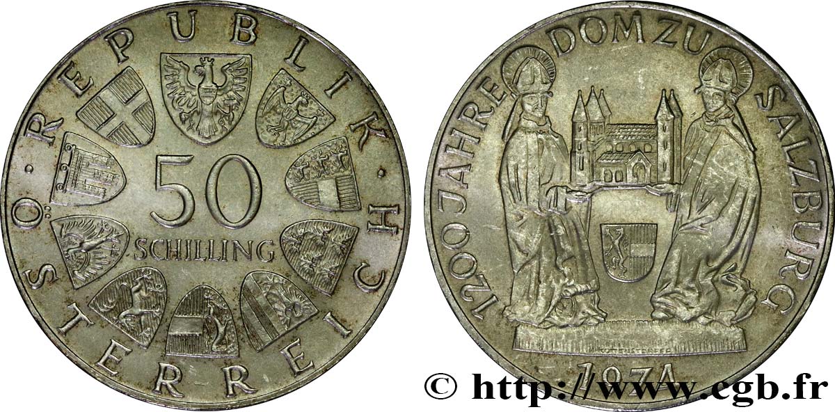 AUSTRIA 50 Schilling 1200e anniversaire du Dôme de Salzbourg 1974  MS 