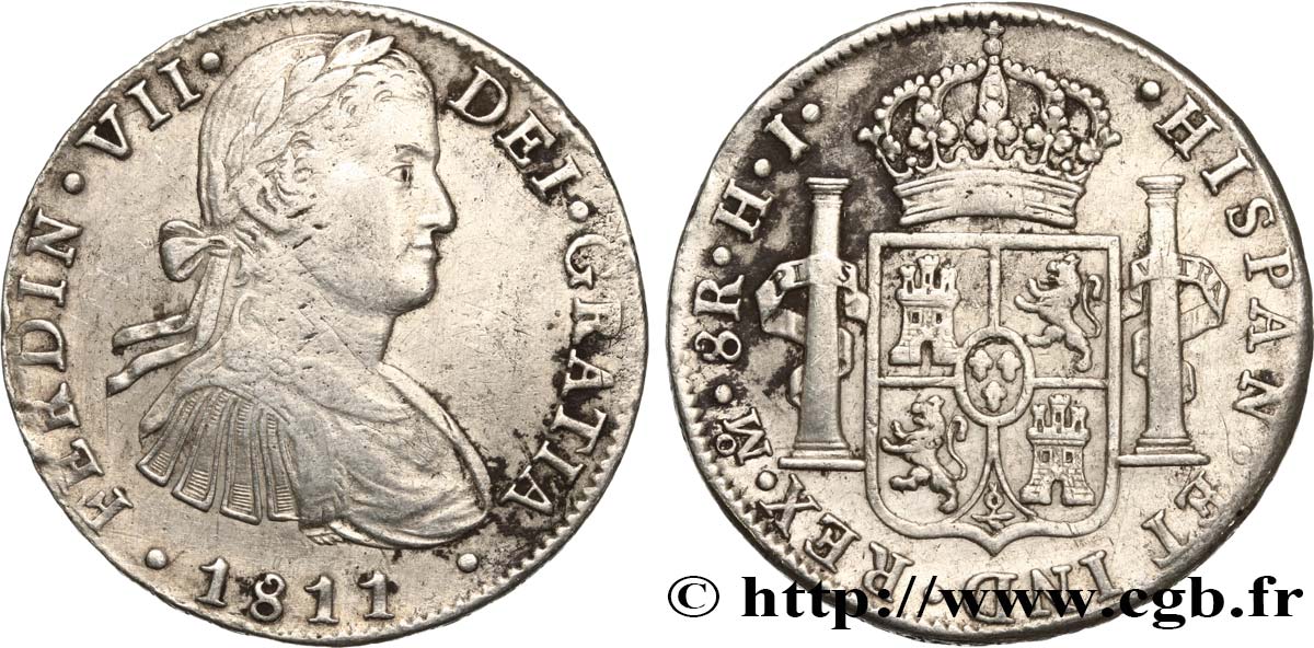 MEXIQUE 8 Reales Ferdinand VII 1811 Mexico TB+ 