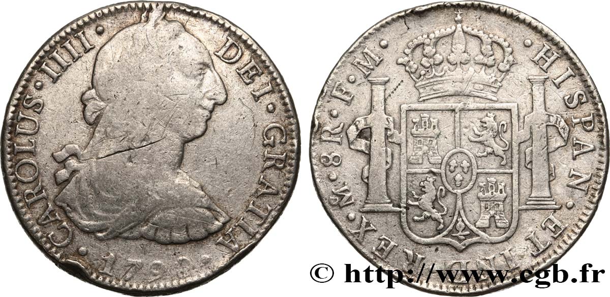 MESSICO 8 Reales Charles IV 1790 Mexico MB 