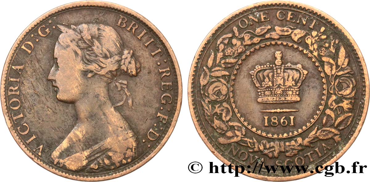 CANADA 1 Cent Nova Scotia Victoria 1861  TB 