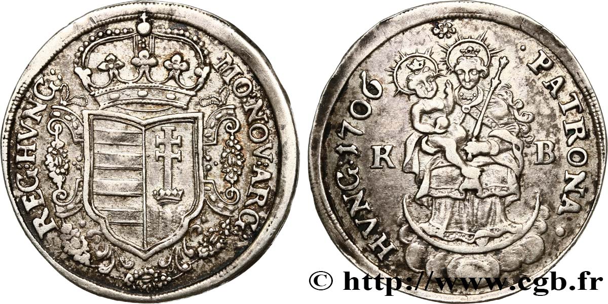 HONGRIE - FRANCOIS RAKOCZY Demi-thaler ou forint 1706 Kremnitz q.BB 