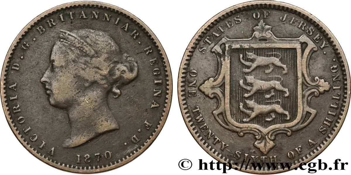 JERSEY 1/26 Shilling Victoria 1870  VF 