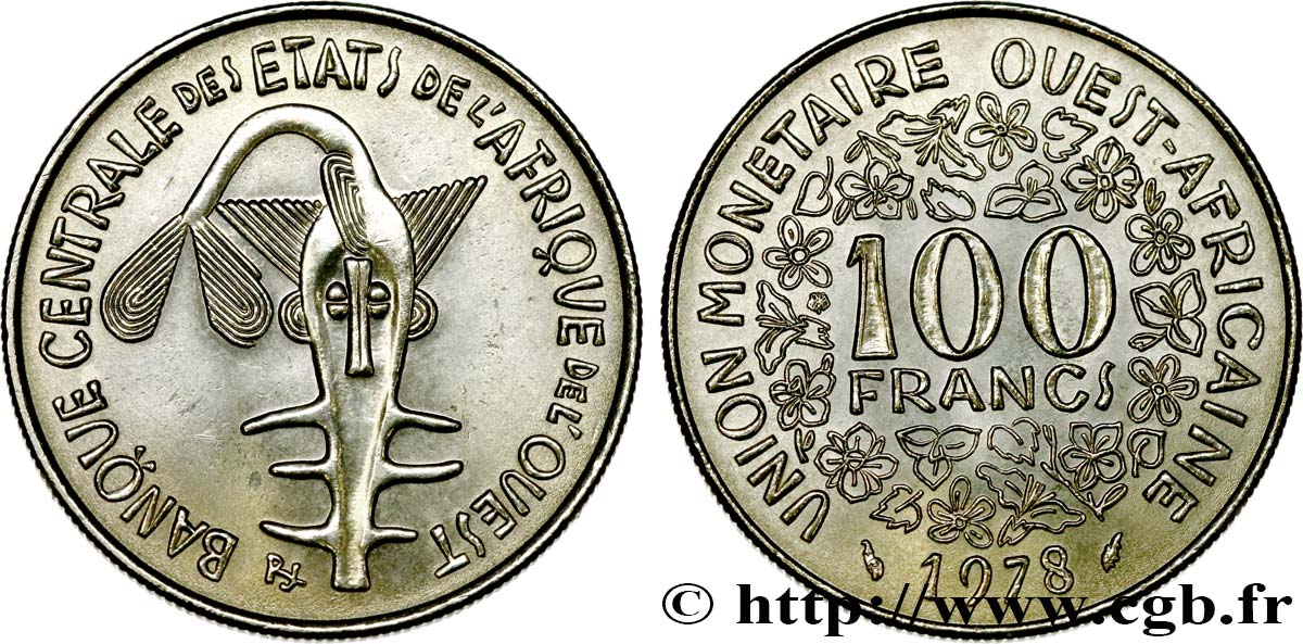 ÉTATS DE L AFRIQUE DE L OUEST (BCEAO) 100 Francs BCEAO masque 1978 Paris SUP 