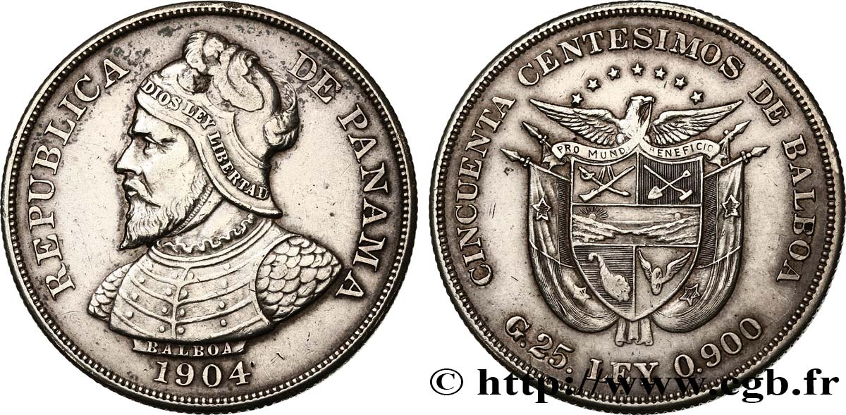 PANAMA 50 Centesimos 1904  AU 