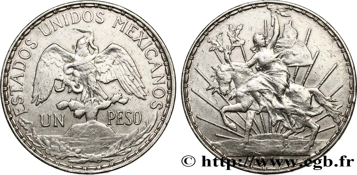 MÉXICO 1 Peso Liberté à cheval  1910 Mexico MBC 