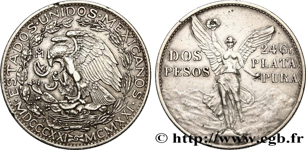 MÉXICO 2 Pesos 1921 Mexico MBC 