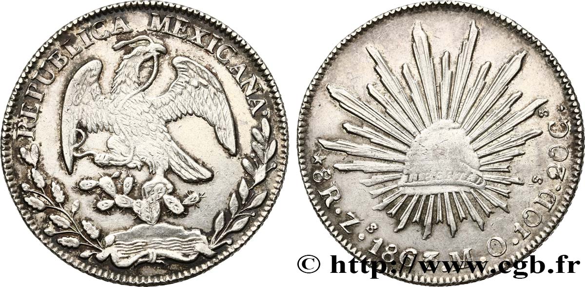 MEXICO 8 Reales 1863 Zacatecas - Zs AU 