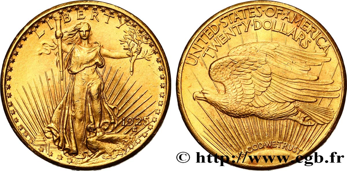 STATI UNITI D AMERICA 20 Dollars  Saint-Gaudens” 1925 Philadelphie SPL+ 
