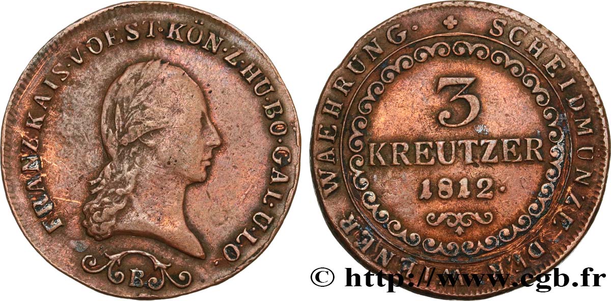 AUSTRIA 3 Kreuzer François Ier 1812 Kremnitz  VF 